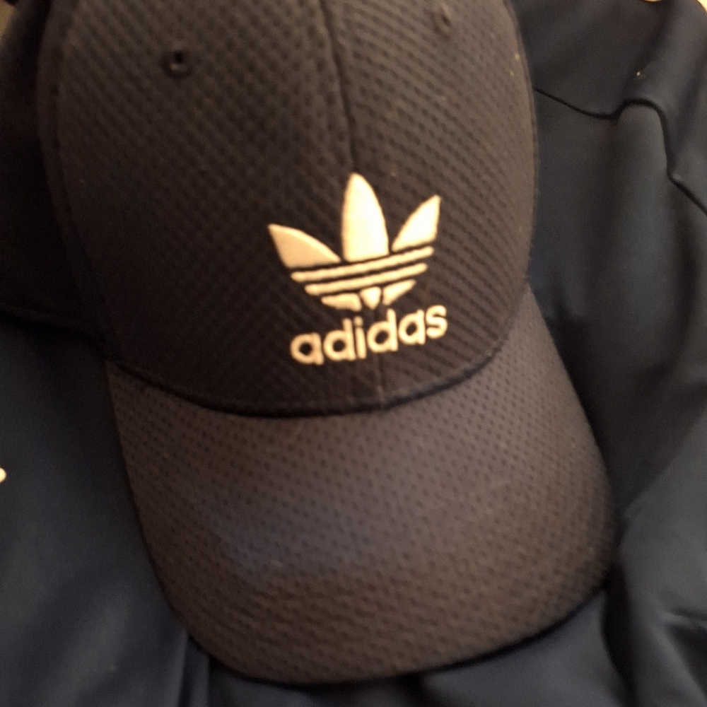 Retro blue and white Adidas hat and shirt